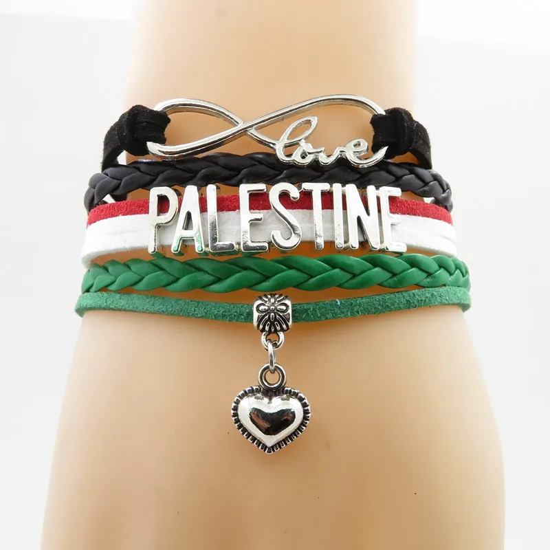 Infinity love SUDAN PALESTINE KUWAIT URUGUAY HUNGARY SIERRA LEONE MOZAMBIQUE  Bracelet Heart Charm  National Flag Bracelets