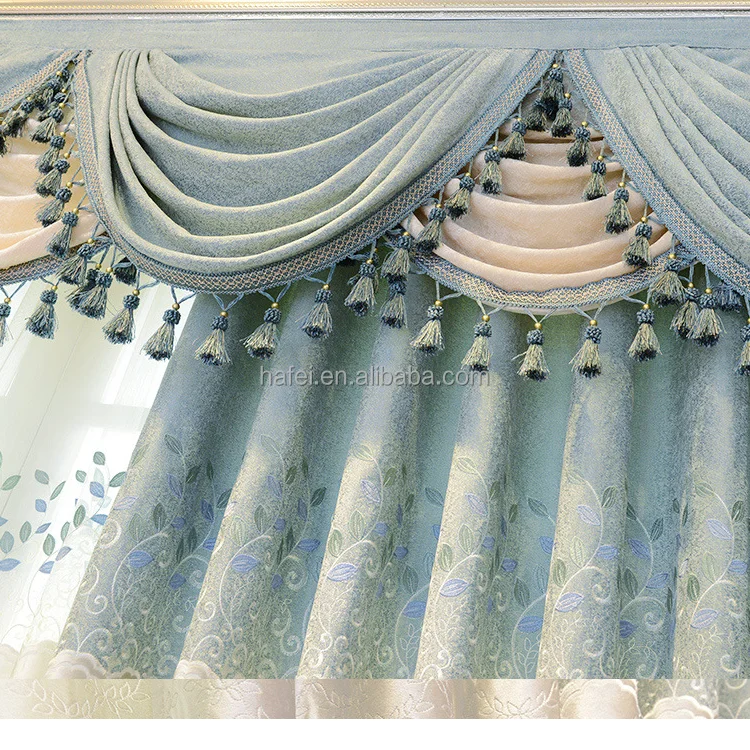 luxury Arabic style jacquard ready made velvet curtain