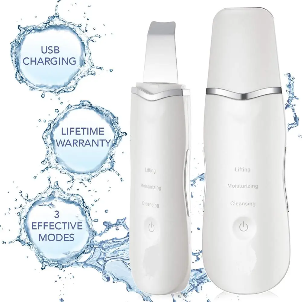 Rechargeable Deep Cleaning Professional Portable Waterproof Skin Whitening Facial Ultrasonic Skin Scrubber Spatula