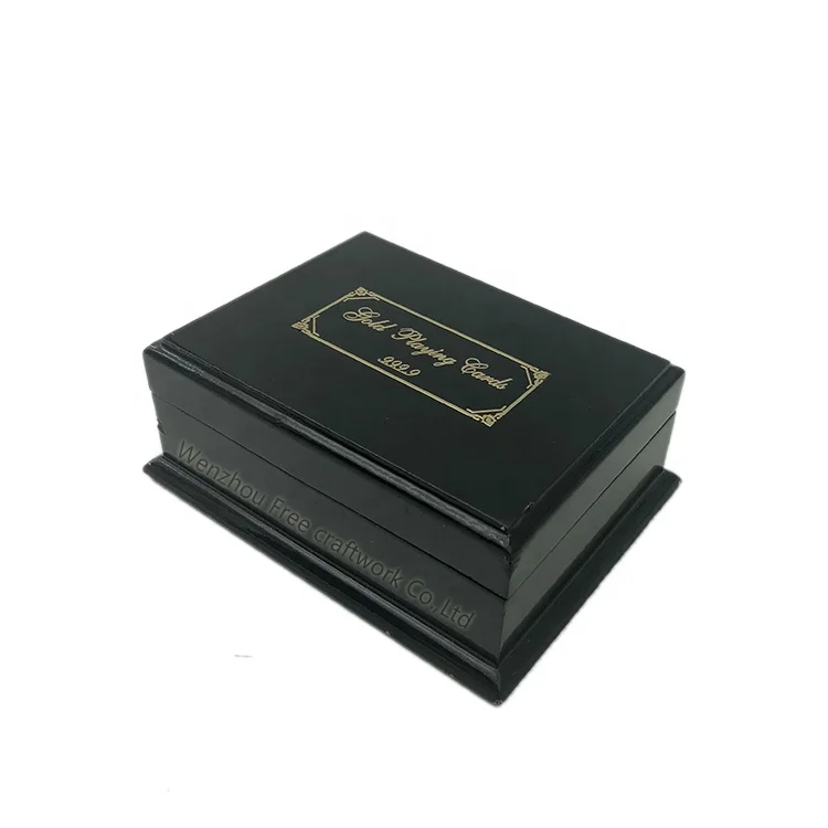 Wholesale MDF playing card box custom glossy wooden Varnish box gift luxury storage poker packaging box