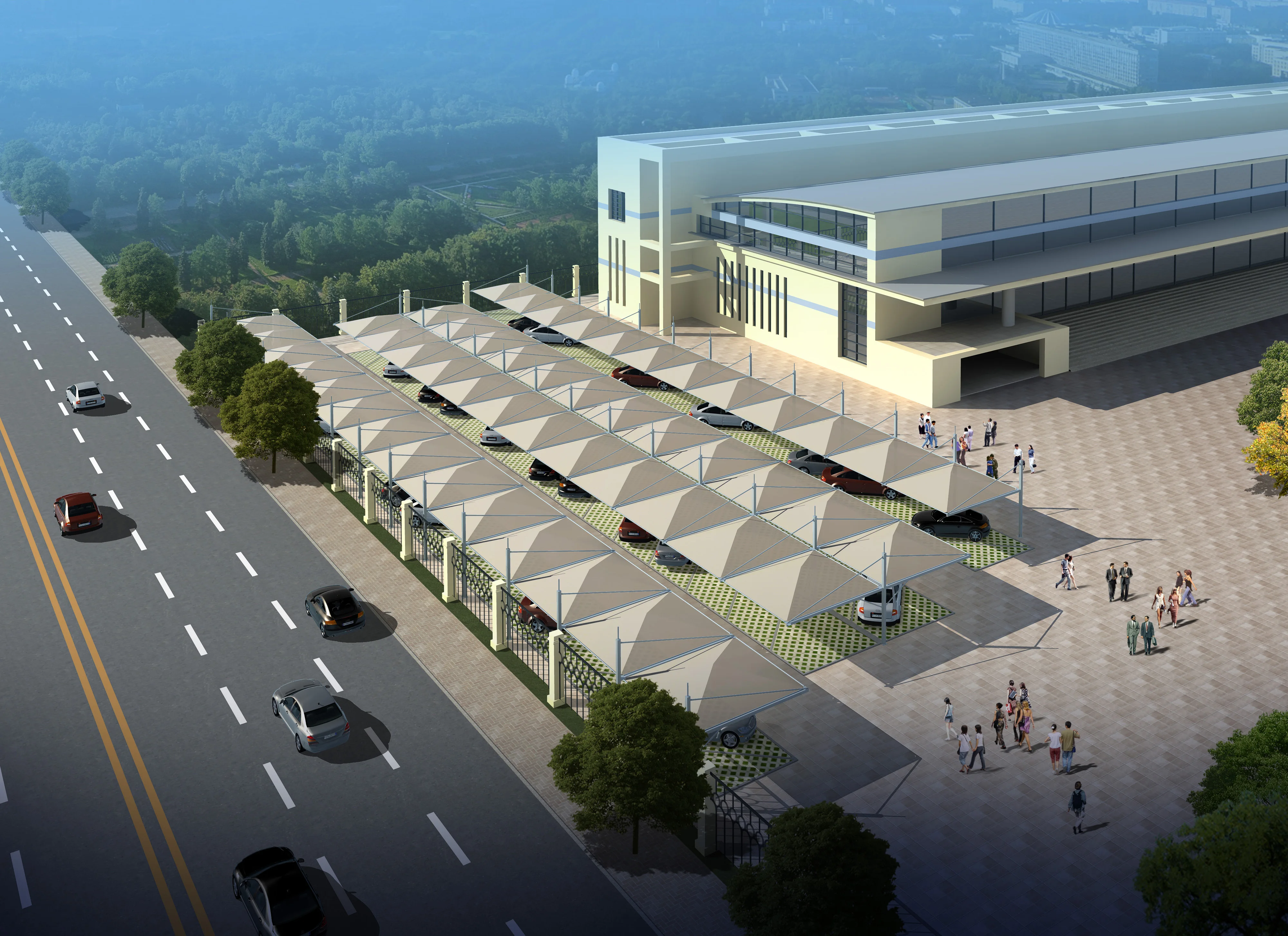 
Tensile Membrane Structure Car Parking Shed sunshade awning square plaza 