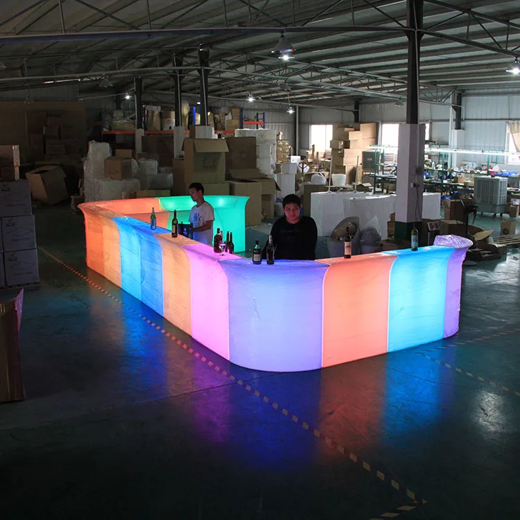 Led Illuminated Bar Counter Commercial Plastic Portable Modern Furniture
