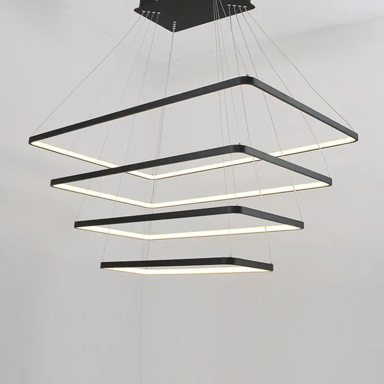 Acrylic Modern black led pendent lamp chandeliers for restaurants