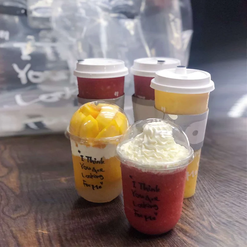 500ml U shape Disposable Takeaway Plastic Clear PET Cup