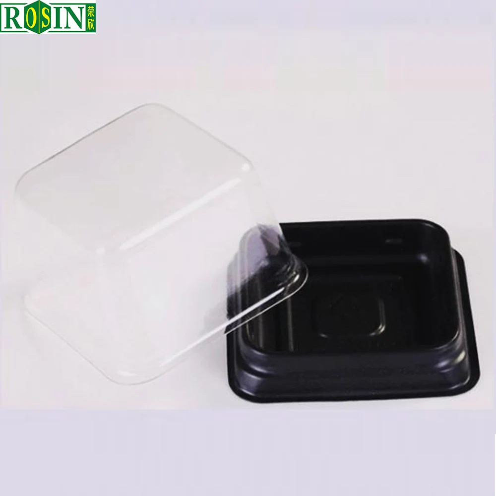 PET Golden Mini Cupcake Boxes Small Disposable Clear Blister Cake Box with Lid Custom Plastic Food Rosin Rectangle Stamping