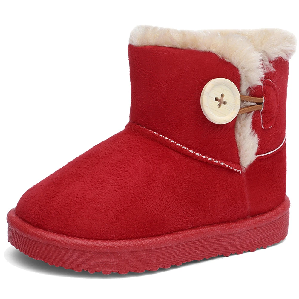 Зимние ботинки на меху для девочек и мальчиков, уличные ботинки без шнуровки (для малышей/маленьких детей)