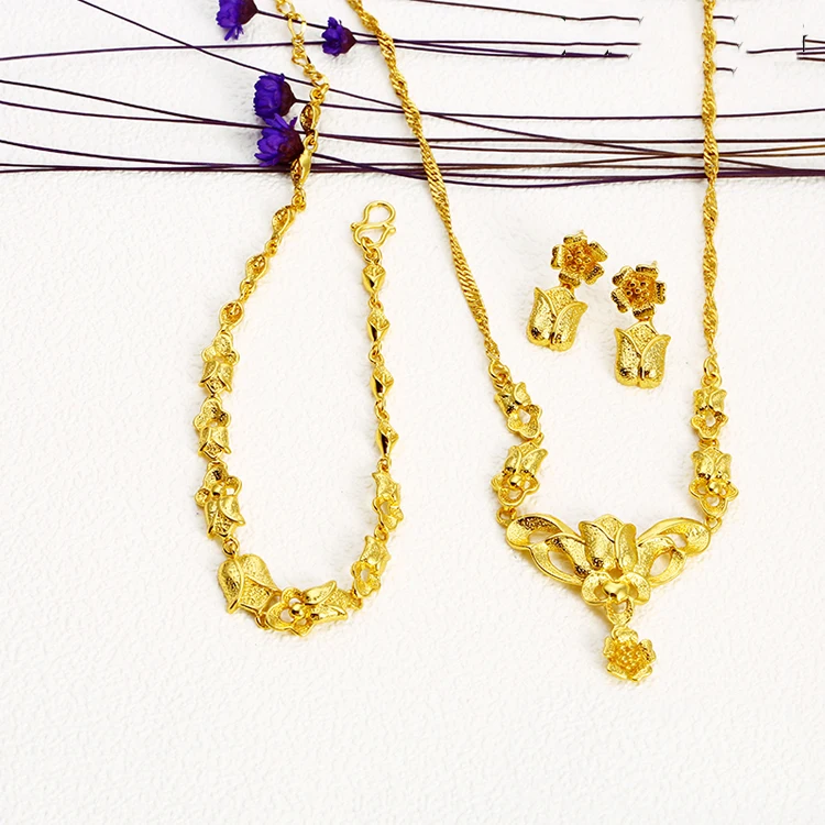 xuping jewelry cheap gold plated rose design wedding jewelry set