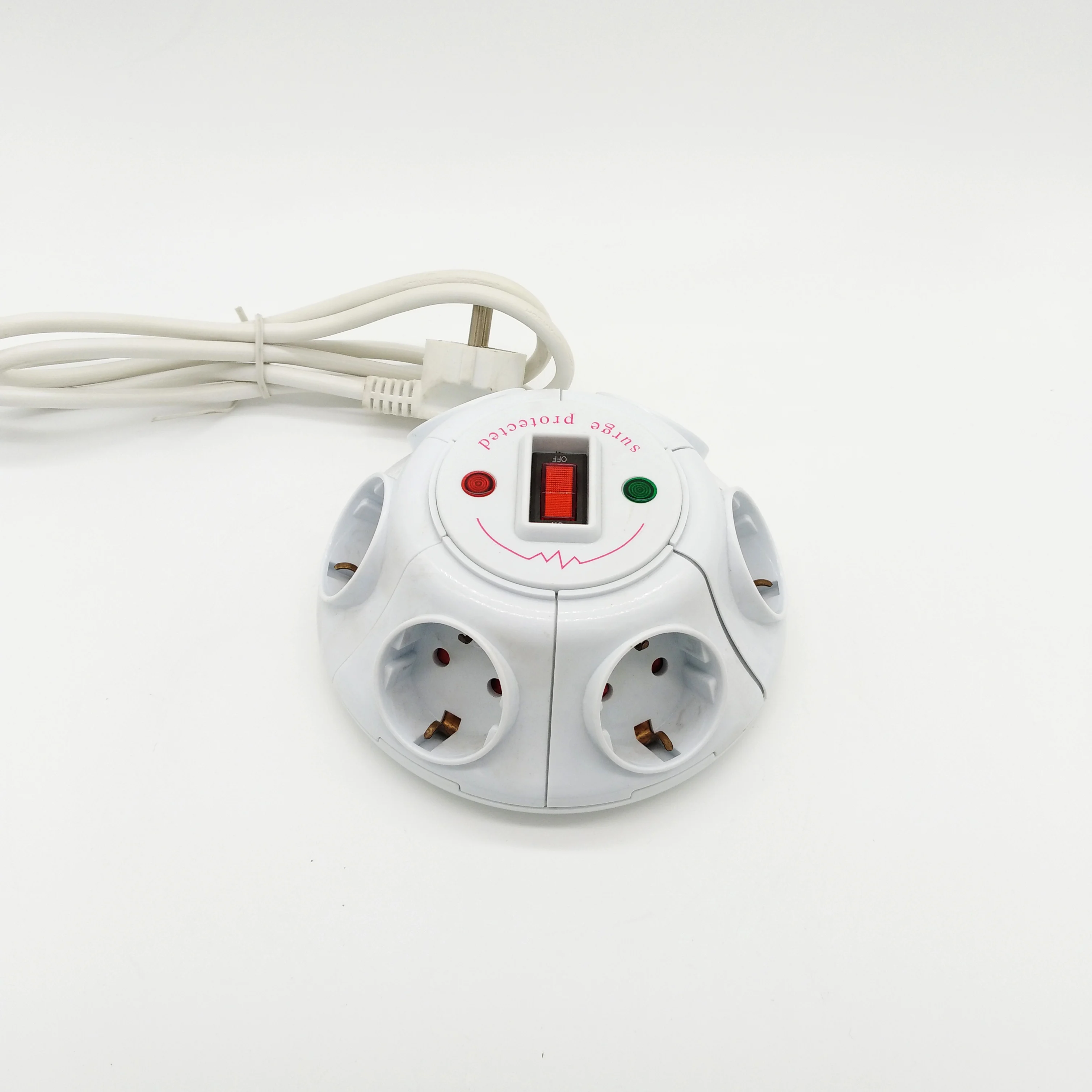 Surge Protection 6 Outlets European plug Germany Extension Socket  Power Strip  with Switch