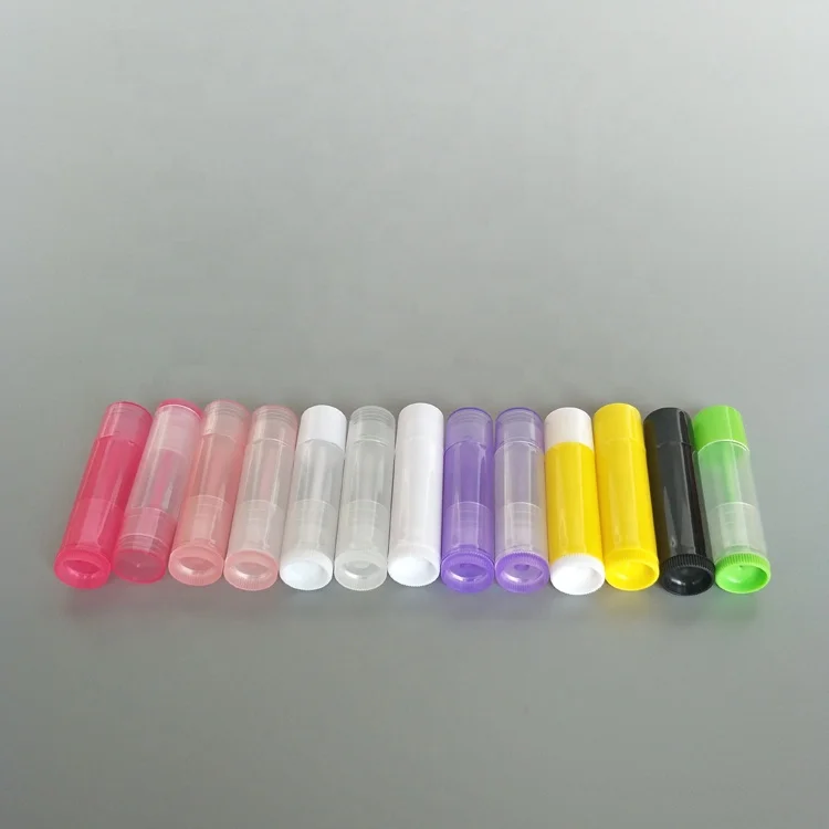 Empty clear food grade plastic PP colorful black white yellow transparent lip balm tube container