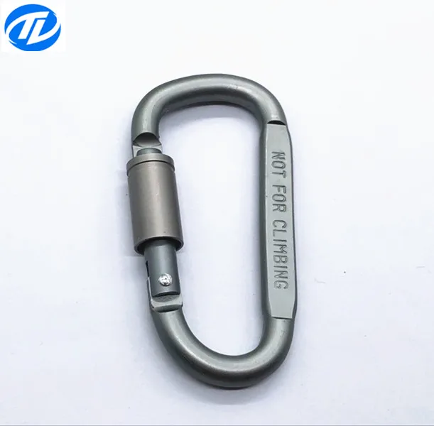 China wholesale custom logo small lock climbing keychain snap hook safety heavy duty metal spring clip hook aluminum carabiner