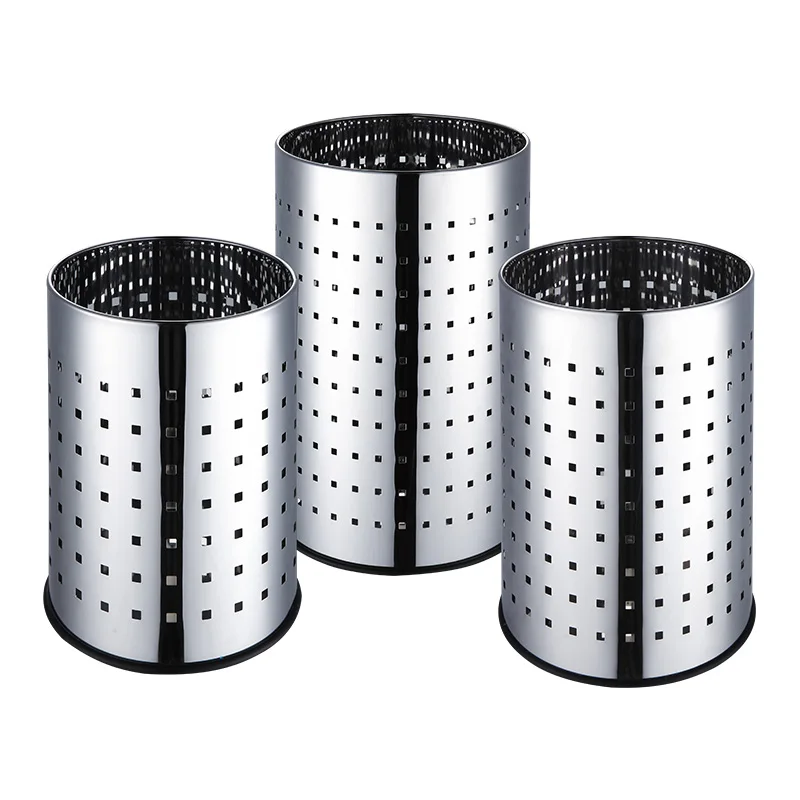 5L,9L,18L Stainless Steel Stainless Steel Office Waste Bin Household Round Storage Bin Steel Metal Laundry Basket Gabage Bin
