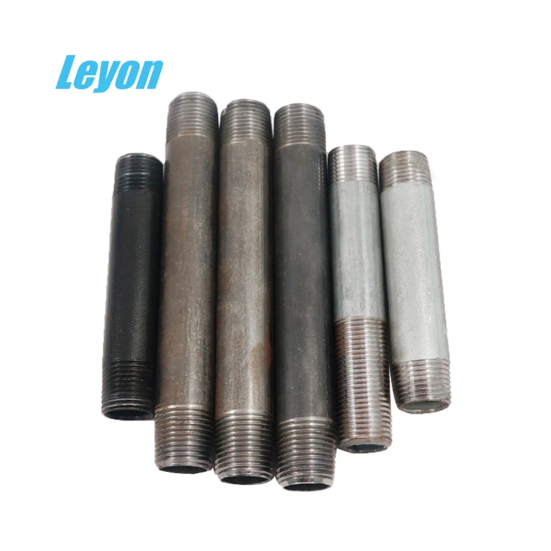 Galvanized black carbon steel nipple BSPT male thread gi pipe Nipple