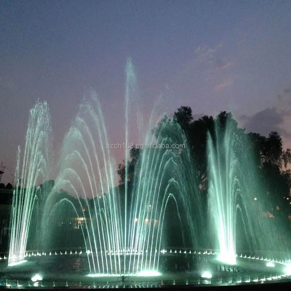 Mexico large stone garden fountain, large musical dancing water fountain with waterproof computer moving head light