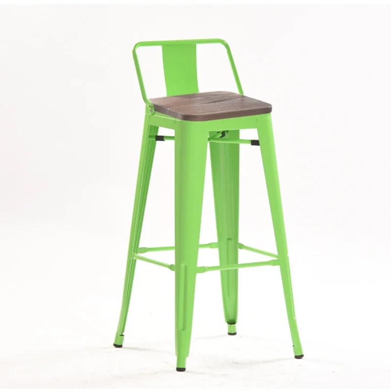 
Wood top wide back bar stool,metal industrial singer high use stool 