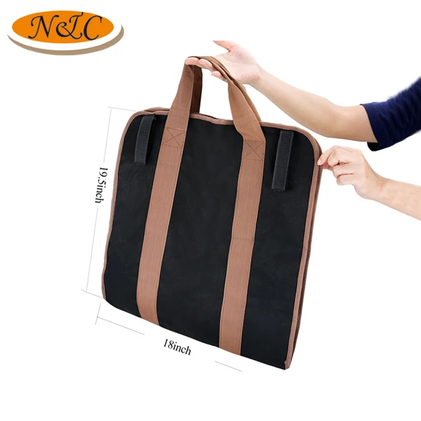 Durable heavy duty canvas wood tote bag fireplace stove accessories firewood carry bag,canvas firewood log carrier