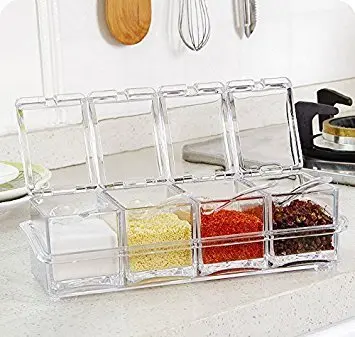 Kitchen Durable 4 Compartments PS Condiments Set