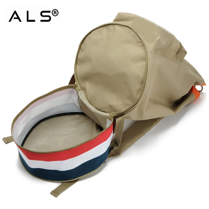 Round Sling Polyester Sports Bag With Shoe Compartment Round Shaped Large Capacity Drawstring Backpack Sling Bag Backpack