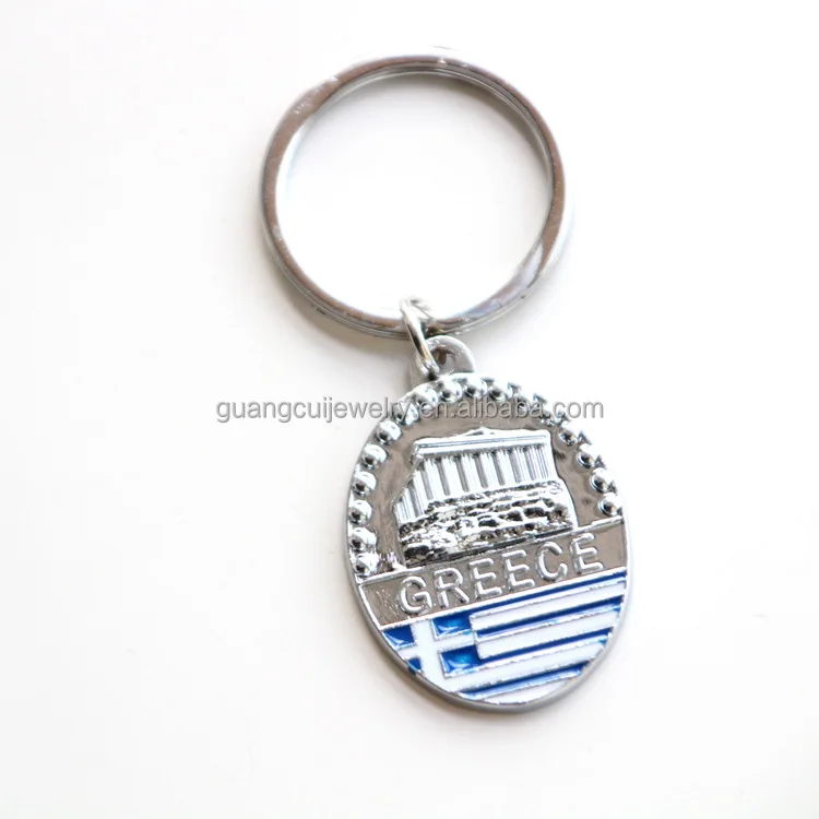 Greece tourism souvenir flag oval zinc alloy metal key chain