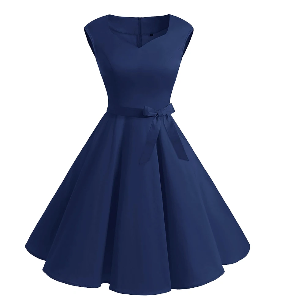 Hepburn Vintage Van V Collar Slim Elegant Black Skirt Pompom Dress Mini Red Dress Party Dress