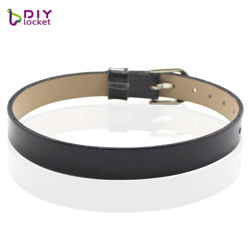 8mm PU Leather Slide Letter Charm Wristband Wrist Strap Bracelet for DIY Bracelet Making Accessories