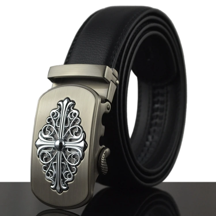 
Smart automatic black real leather man belts 