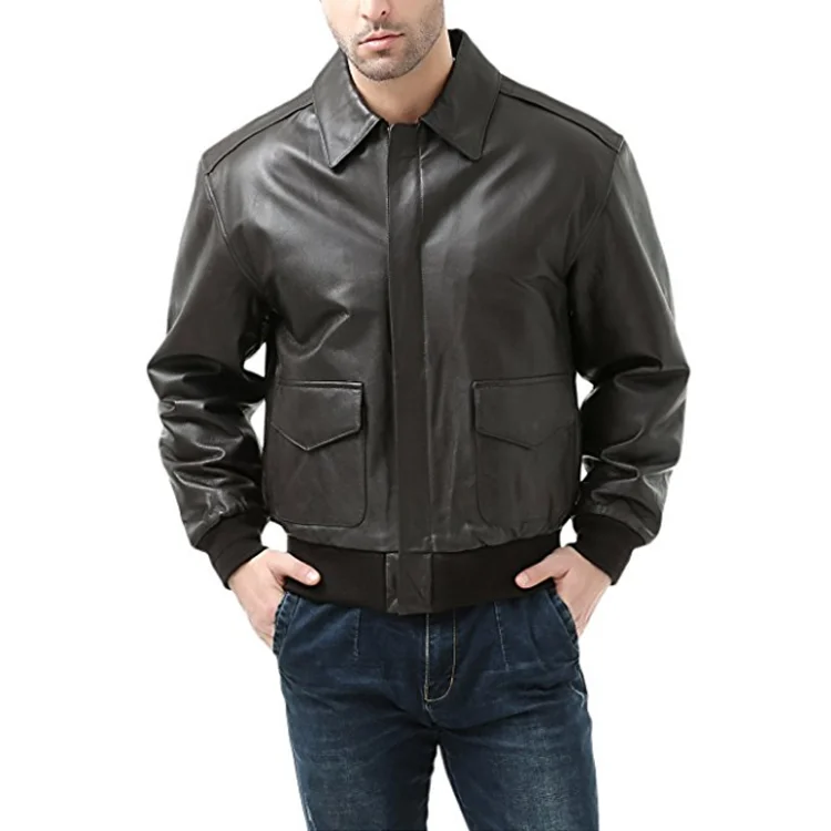 wholesale price new design motorcycle woodland man genuine leather flight bomber jacket