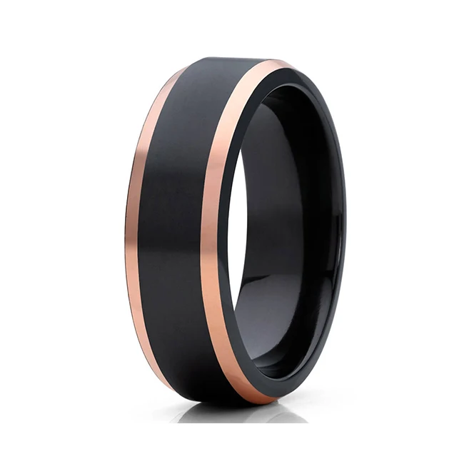 
Unique tire grooved ring cheap black titanium ring beautiful mans engagement ring 