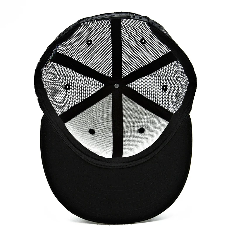 Guangzhou OEM ODM Hat Factory Wholesale Custom Embroidered Logo Flat Brim Mesh Cap Trucker Hats