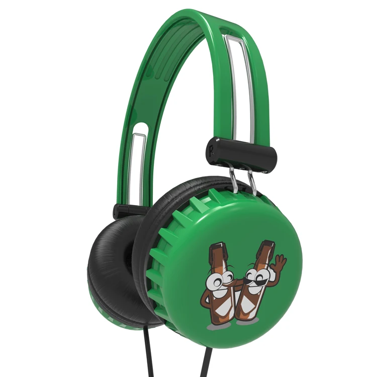 Promotional beer cover shape 40mm speaker super clear sound wired on-ear headphone for famous brands