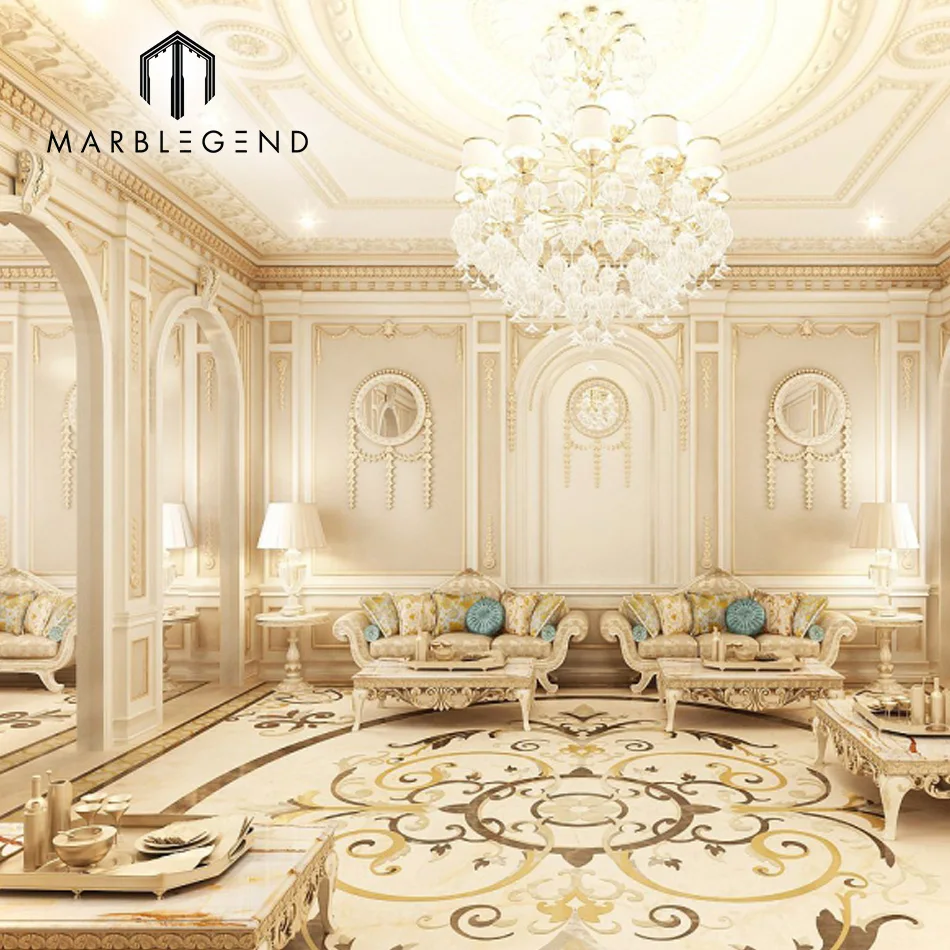 
the Middle East style imperial round beige flower flooring tile design arabic majlis 