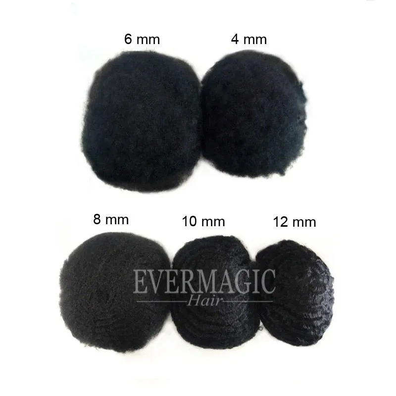 
6mm Afro Kinky Mens Toupee for Black Men Hair Wigs Human Hair Replacement For Hair Loss Men 