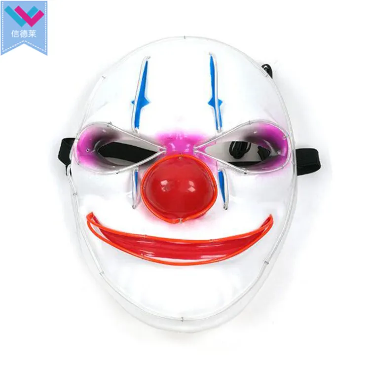 Halloween Mask Clown LED Mask Scary EL Wire Light up Masks Club Party Costume