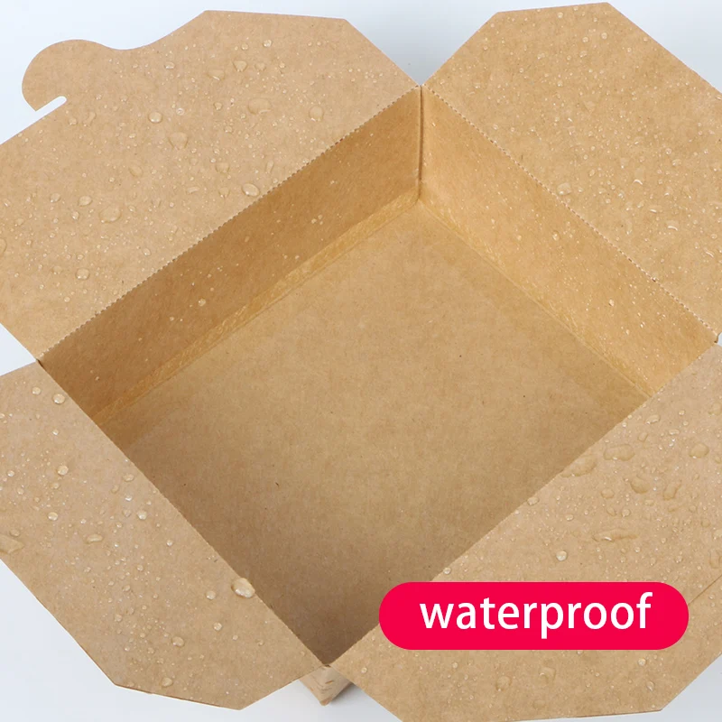 customized logo take away kraft paper or white card food box with certification contain for rice noodle snack and so on