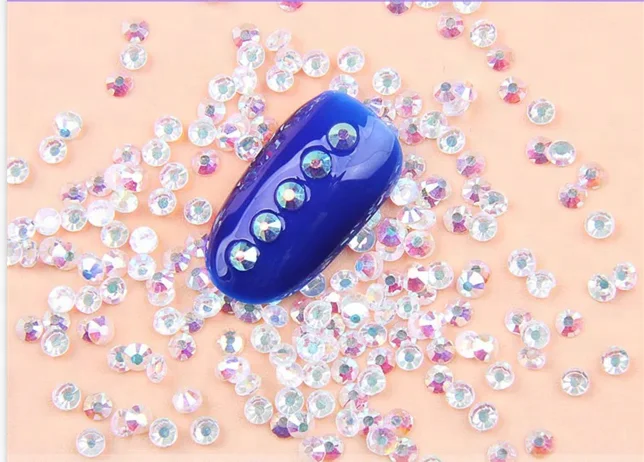 crystal AB  non hot fix  bling nail art rhinestones no foil back