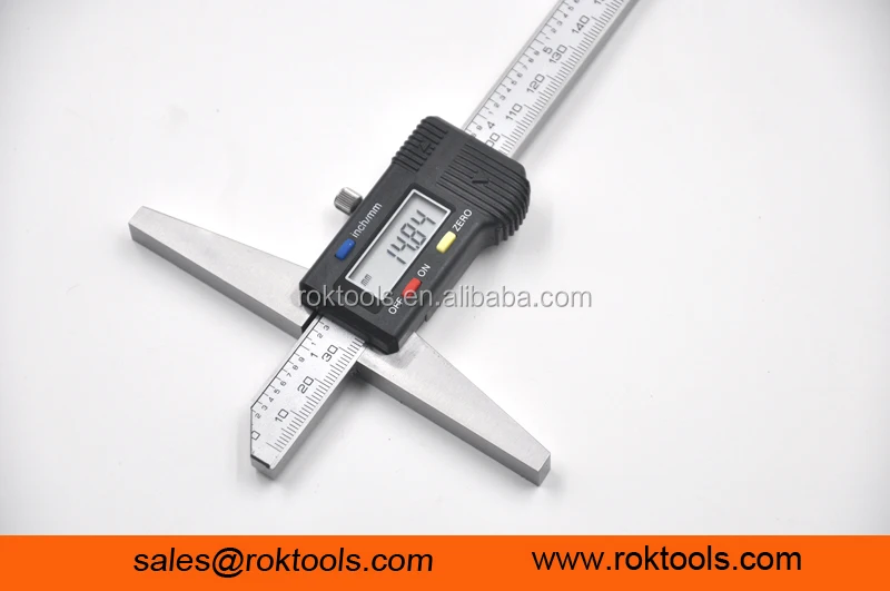 ROKTOOLS 0-600 mm Electronic Digital Depth Vernier Gauge Caliper With Thick Beam
