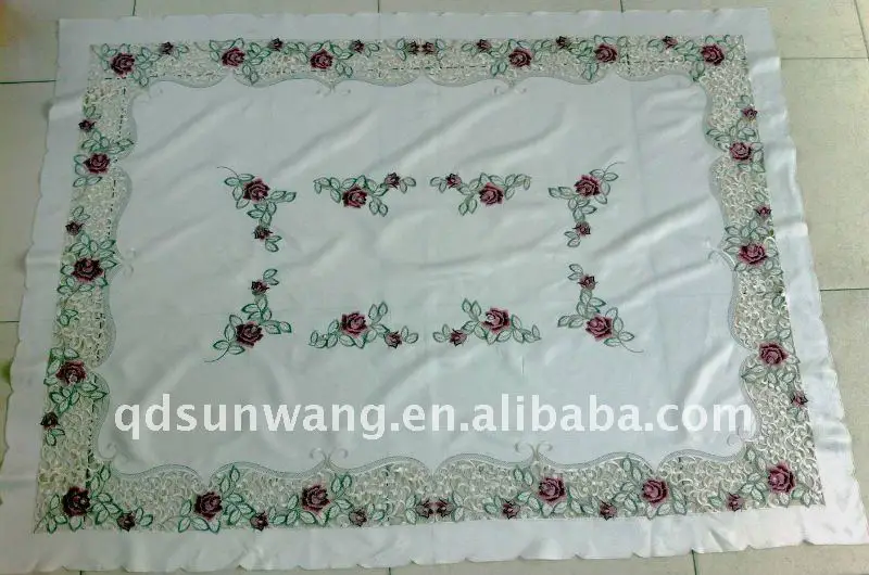 christmas tablecloth with embroidery and cutwork