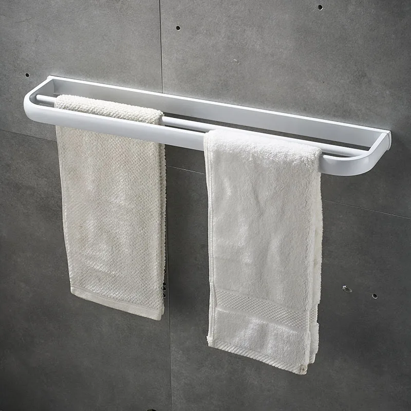 
Bathroom Accessories Simple Style White Color Wall Mounted Brass Bath Towel Shelf Holder Wall Mounted Towel Bar Rack 