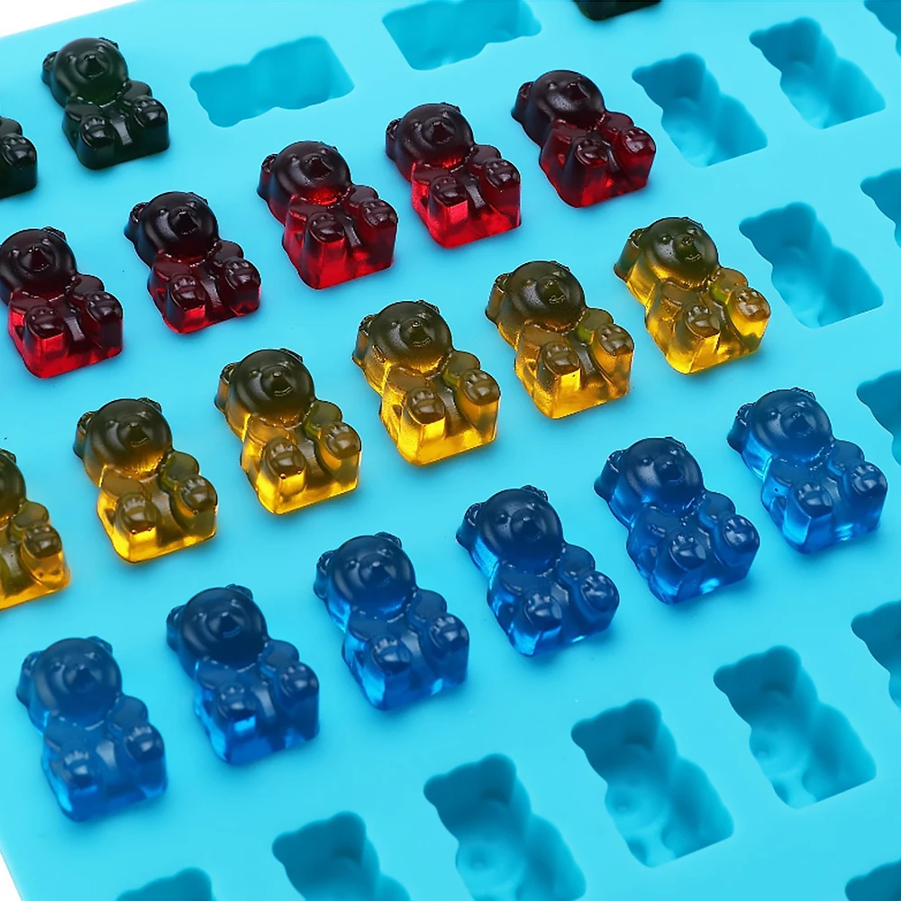 50 cavities gummy bear silicone baking mold chocolate mould candy jelly ice cream soap mold with dropper