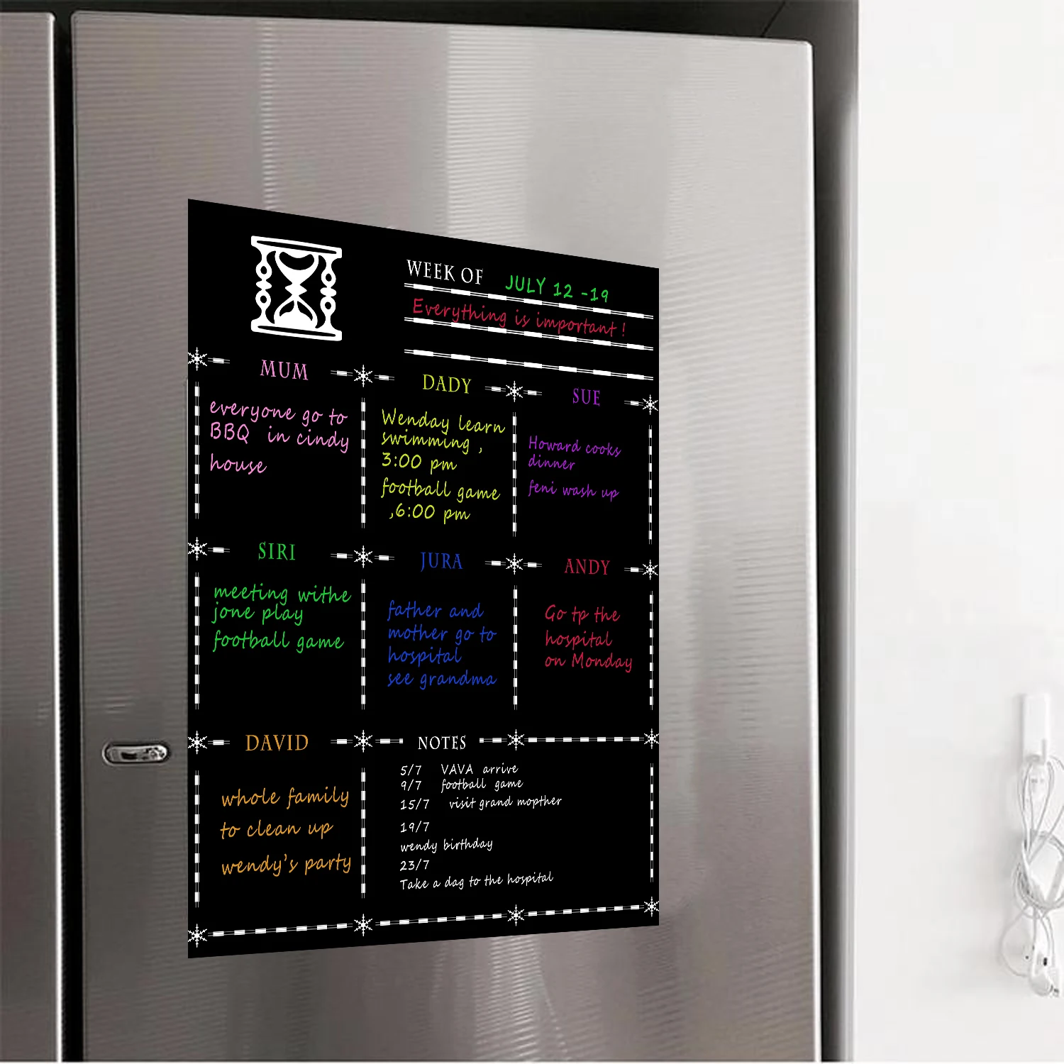 A3 Magnetic Whiteboard Planner Board Kitchen Fridge Large Dry Erase Whiteboard Weekly Planner Whiteboard