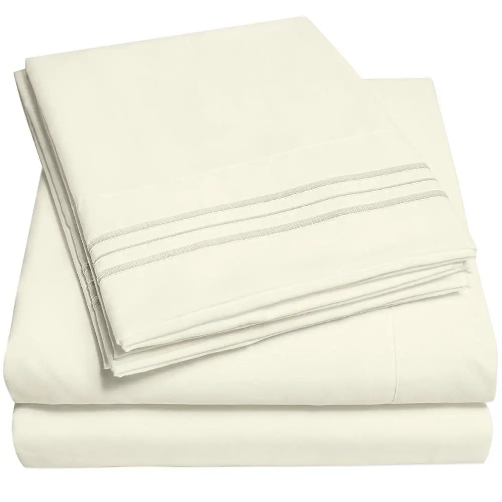 Luxury hotel used bedding 100% cotton plain white 200tc  bed sheet Bed Sheet Set Manufacture