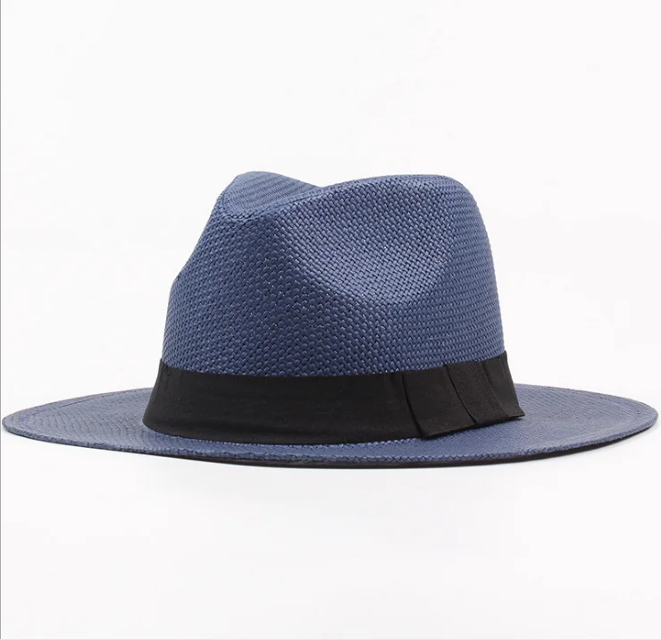 Unisex Solid Straw Fedora Trilby Gangster Cap Summer Beach Sun Panama Hats for Women Men Chapeau Casual Visor Caps