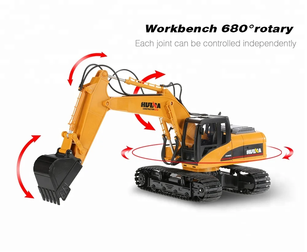HUINA 1550 Toys 2.4G 1:14 15CH Metal RC Excavator with Recharging Battery
