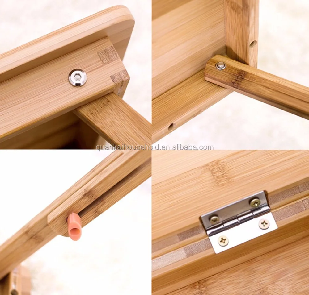 
Bamboo Adjustable Laptop Desk with USB Radiator Foldable Reading Table Serving/Bed Tray Desk 