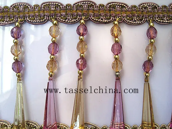 14.5CM LONG ACRYLIC BUGLE BEADS TRIM FRINGE TASSEL