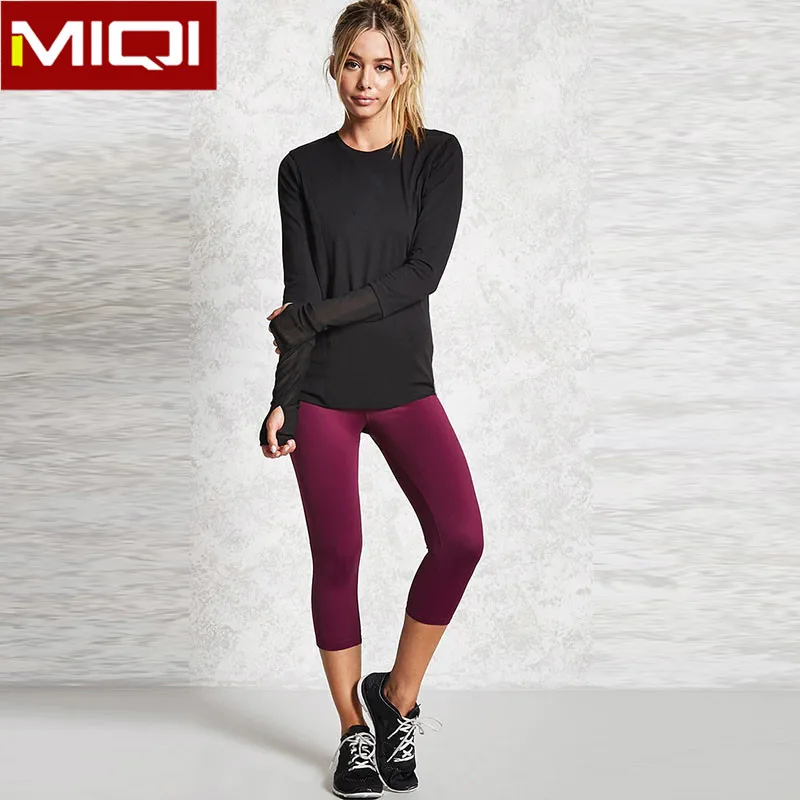 Latest fashion sports running yoga clothes loose fitting sports long sleeves shirts women gym shirts top