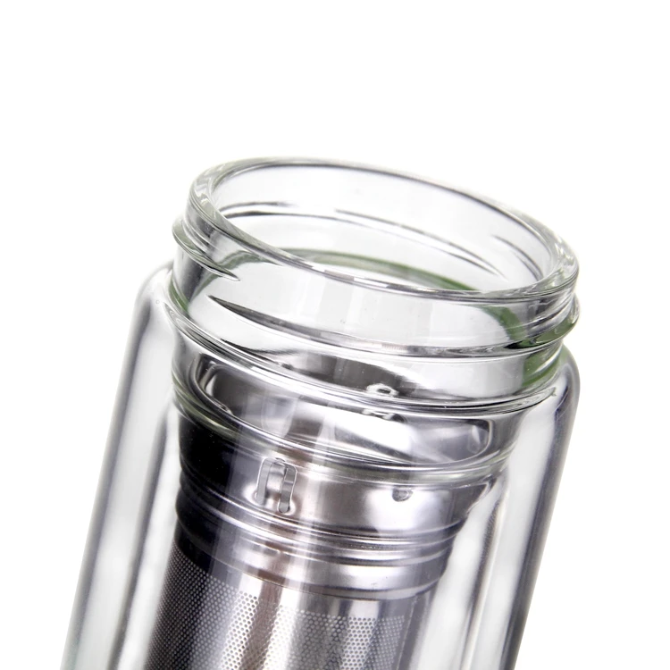 Бутылка для воды из боросиликатного стекла с двойными стенками и инфузером из нержавеющей стали 350, 304 мл