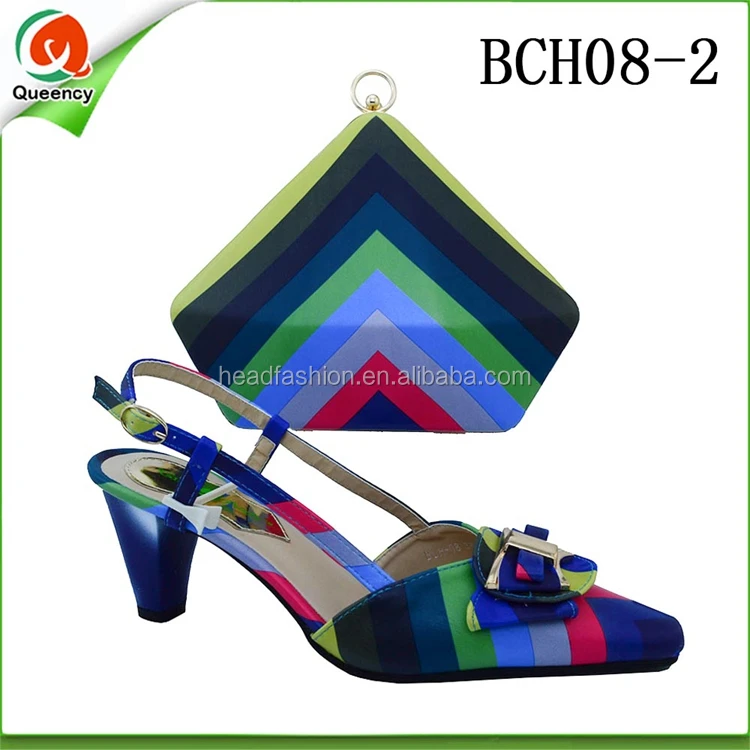 B8025 Queency Italian Design African Ladies Evening Shoes and Bags Set with Stones for Women Wholesale