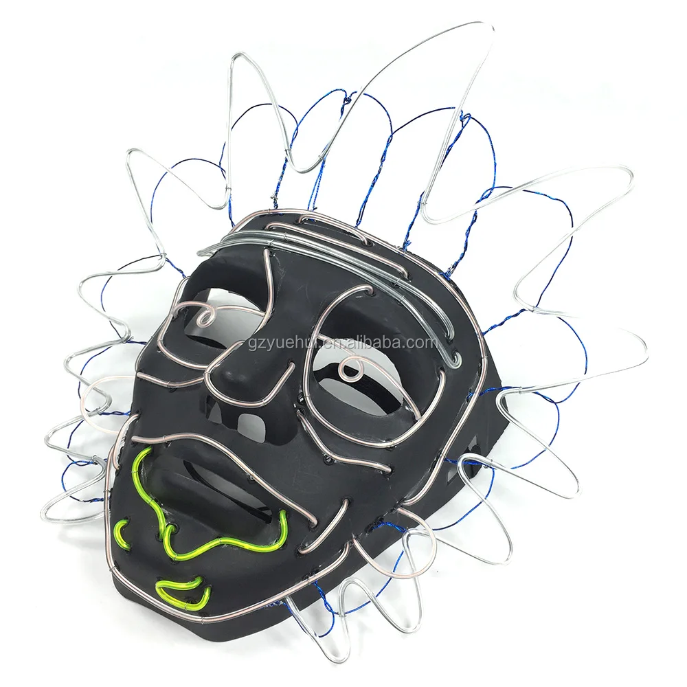 Hot Sales Fashion EL Wire Glowing Rick Mask LED Party Mask  Halloween Costumes Mask for Christmas Horror Theme Party Decor