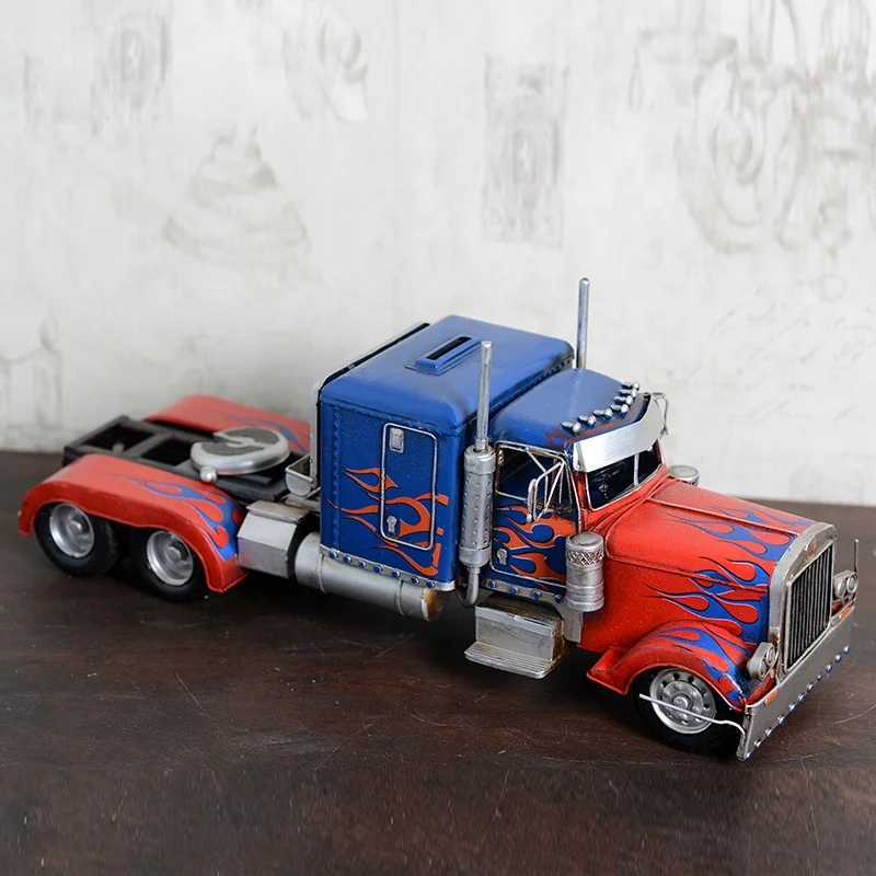 Antique Classic Container Truck Model Retro Vintage Wrought Handmade Metal Crafts For Home/Pub/Cafe Decoration Or Birthday Gift