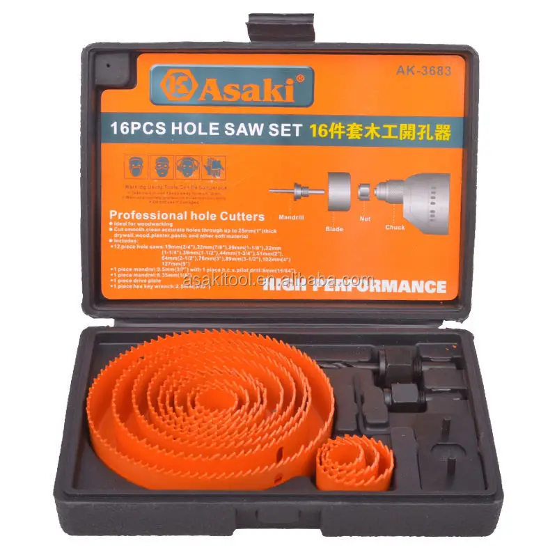 16 PCS Steel Wood hole saw set kit